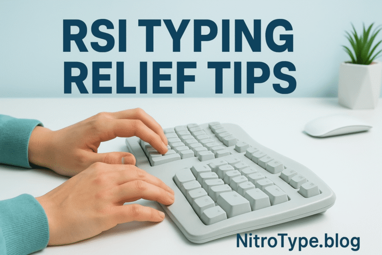 Hands on ergonomic keyboard showing RSI typing relief tips