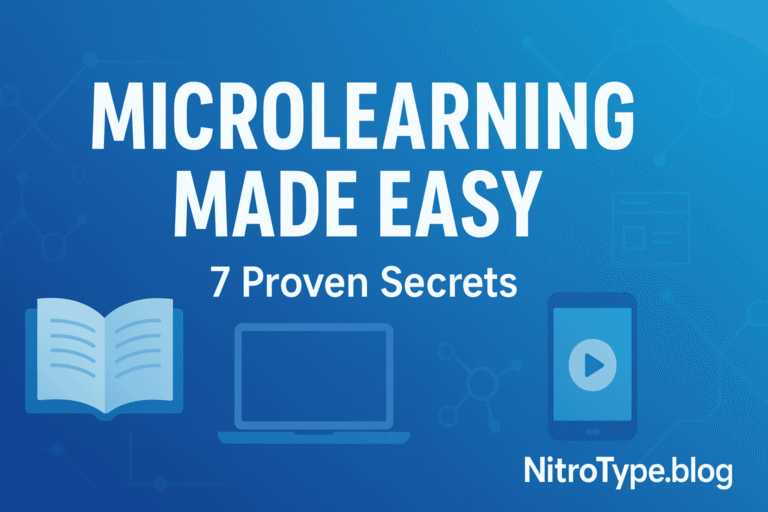 Illustrated banner showing Microlearning course design with book, laptop, and mobile learning icons