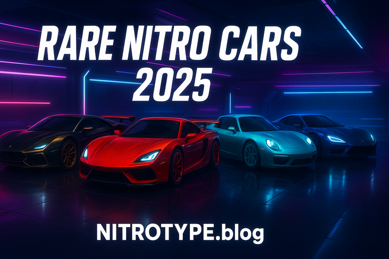 Nitro Type Rare Car Collections featuring rare and exclusive 2025 cars in neon garage