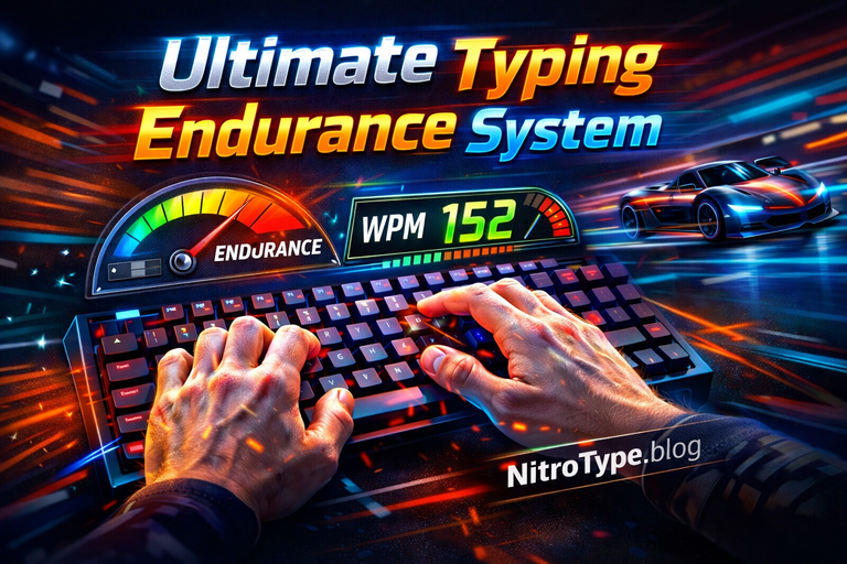 Nitro Type Finger Fatigue Index 2026 showing typing endurance, WPM performance, and finger fatigue tracking in competitive Nitro Type racing