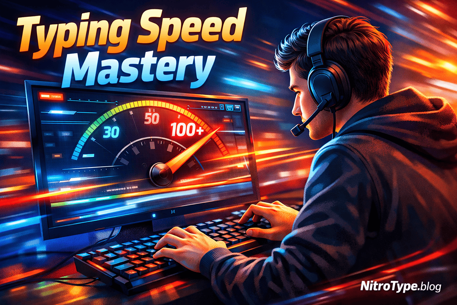 Nitro Type Learning Curve showing typing progress from beginner 30 WPM to advanced 100+ WPM